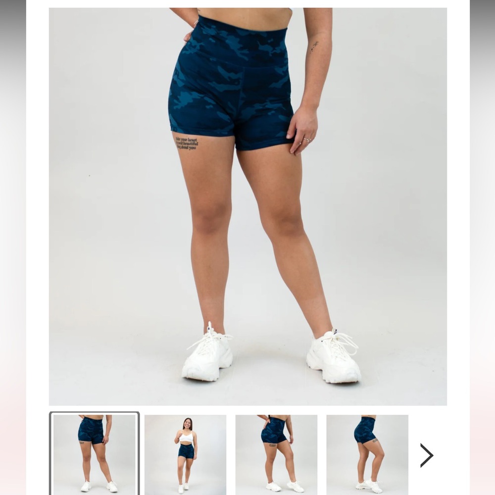 True High Short 4" - Higher Rise. Heather Sailor Blue Camo